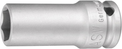 Krafthylsa lång 17 mm 3/4", ASW