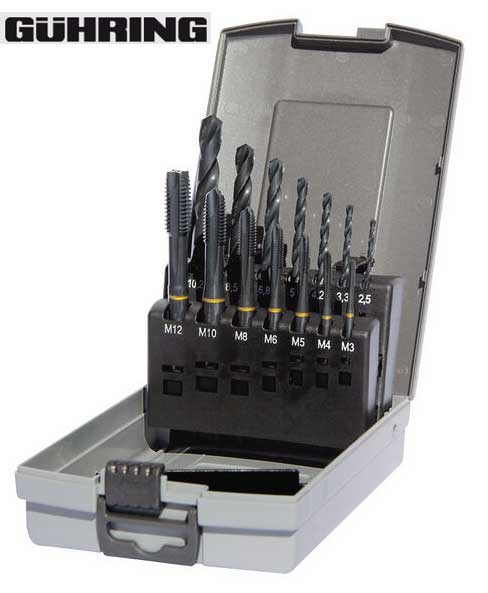 Maskingängtappsats M3-M12 14 delar HSS-E Gühring rak