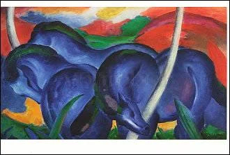 Marc Franz the large blue horses, Greeting Card