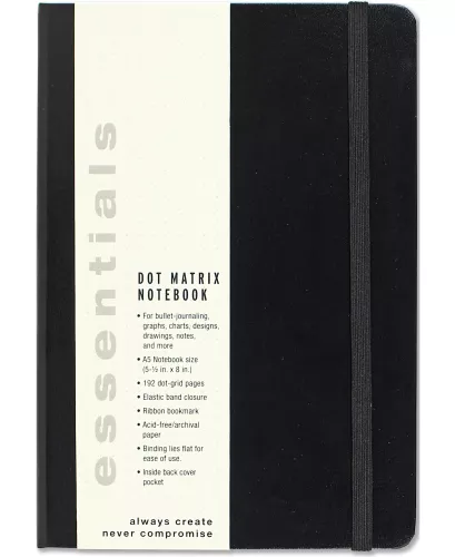 Essentials Large Black Dot Matrix Notebook