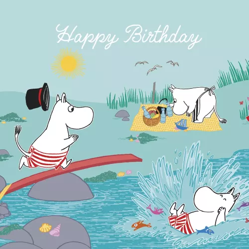 Moomin square splash Happy Birthday, Greeting Card