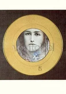 Brown Eyes and a Blue Flower, 1905, Postcard