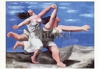 Two Women running on the Beach, 1922, Postcard