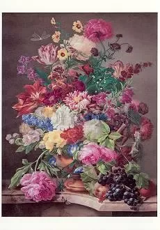 Still-life with Dark Grapes, 1838, Postcard