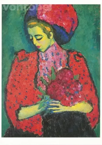 Girl with Paeonies, Postcard