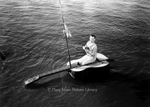 Floating guitar, Greeting card