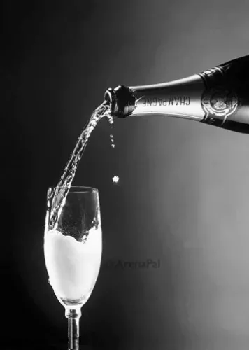 Pouring champagne into glass, Greeting card