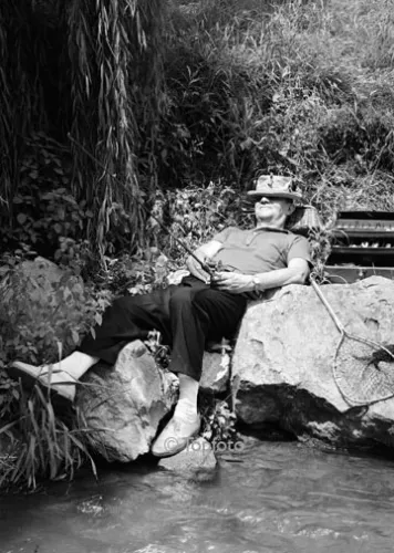Sleeping man fishing, Greeting card