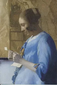 Woman in Blue Reading a Letter (Detail) (c. 1663), Greeting Card