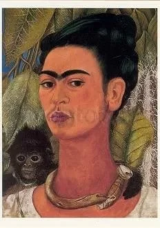 Self-Portrait with Monkey, 1938, Postcard
