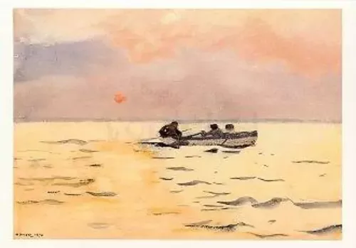 Rowing Home, 1890, Postcard