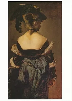 Lady with Feather Hat (c. 1875), Postcard