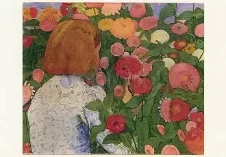 Girl with Flowers, 1896, Postcard