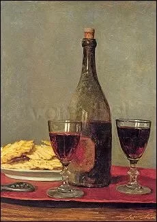 Still-Life with two Glasses of Red Wine ..., Postcard