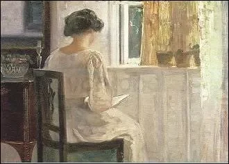Girl reading in a Sunlit Room, Postcard