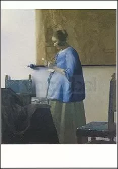 Woman in Blue Reading a Letter (c. 1663), Postcard