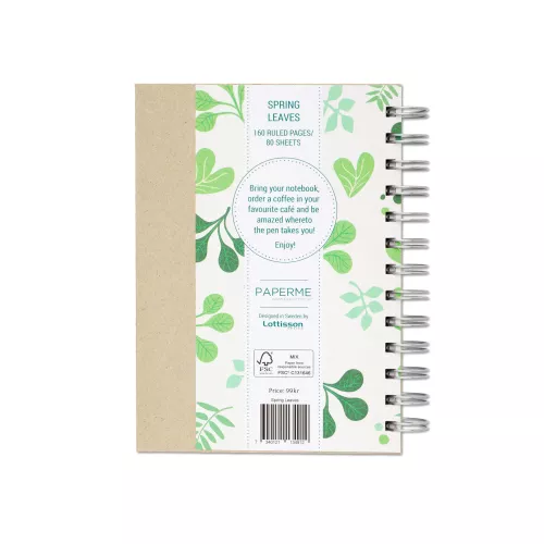 Spring Leaves, Spiralbunden Anteckningsbok, 80 sidor
