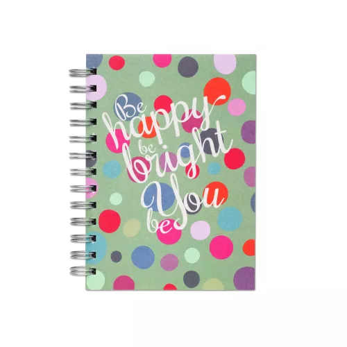 Be Happy, Spiralbunden Anteckningsbok, 80 sidor