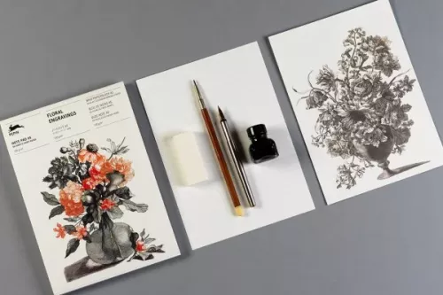 Floral Engravings, A5 Writing Paper&Notepad
