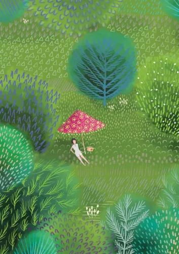 Relaxing Girl, Cards - Standard