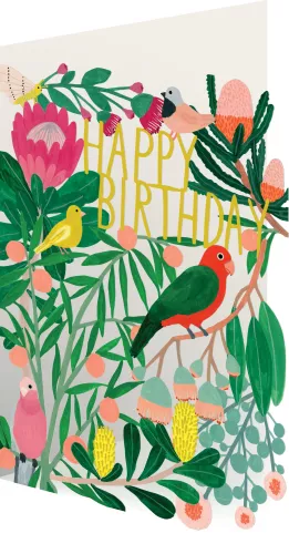 Birthday Parrot Laser Lasercut Card