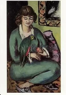 Beckman Quappi mit papagei, Postcard