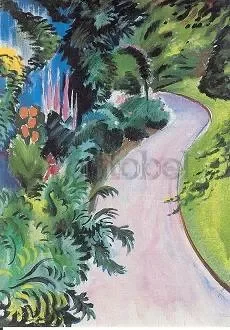 Macke garden path, Postcard