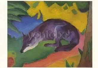 Marc Franz fox blue black, Postcard