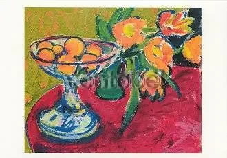 Kirchner Still-life oranges and tulips, Greeting Card