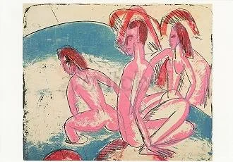 Kirchner three bathers, Greeting Card