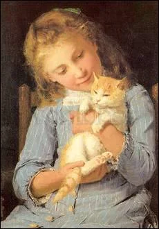 Anker Albert Girl with cat (1881), Postcard