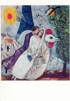 Chagall Marc The Newly-Married of the Eiffel-Tower (1938/39), Postcard