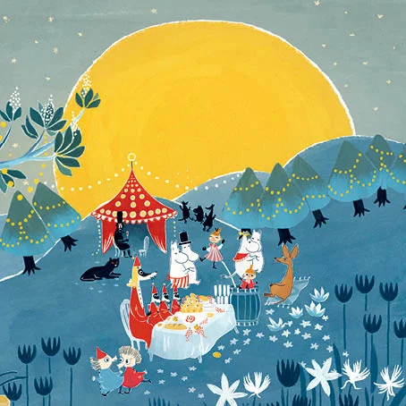 Moomin square moon party, Greeting Card