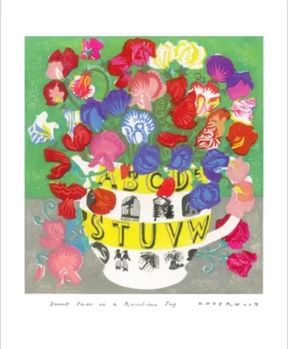 Sweat Peas in Ravilious Jug, Greeting Card