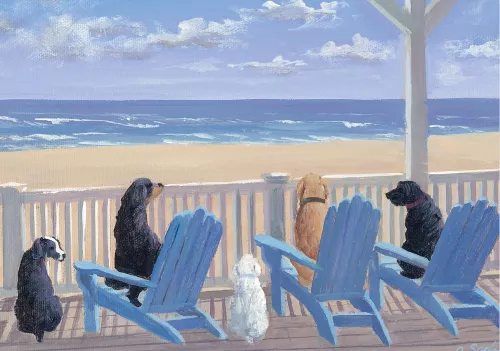 Note Card Dogs On Deck Chairs