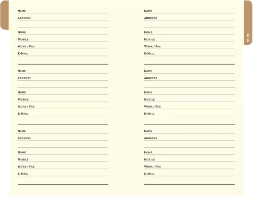 Celestial, Address Book