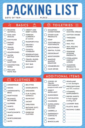 Note Pad Packing List