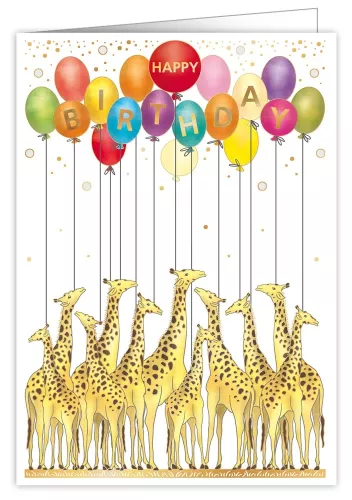 Giraffes and Balloons, Extra Large Greeting Card