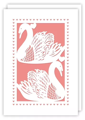 Swans & Hearts, Greeting Card