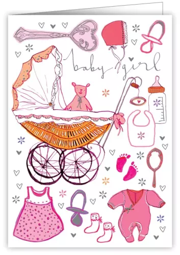 Pink Baby Accessories, Greeting Card