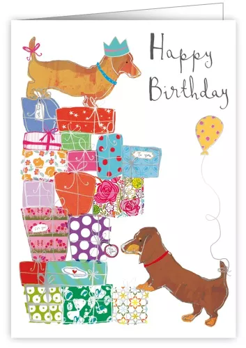 Dachshunds and Presents, Greeting Card