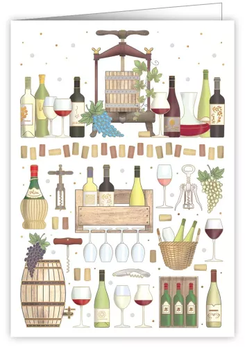 Wine and Glasses, Greeting Card