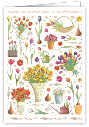 Tulips and Garden Utensils, Greeting Card