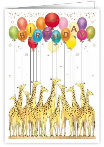 Giraffes with Balloons, Greeting Card