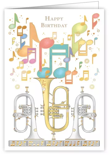 Happy Birthday, Brass Instruments, Greeting Card