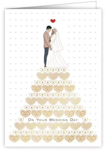 Wedding on Golden Hearts, Greeting Card