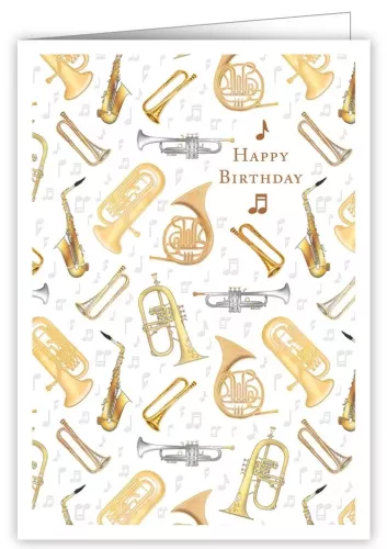 Happy Birthday, Trumpets, Greeting Card