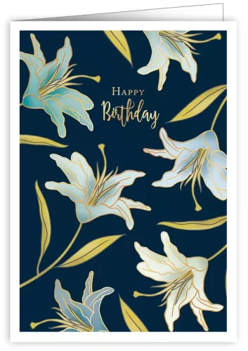 Flowers On Blue Background, Greeting Card