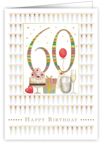 Happy Birthday - 60th, Greeting Card