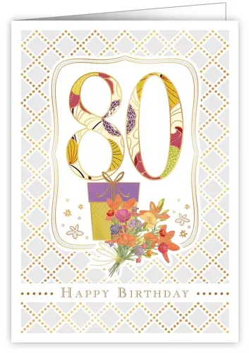 Happy Birthday - 80th, Greeting Card